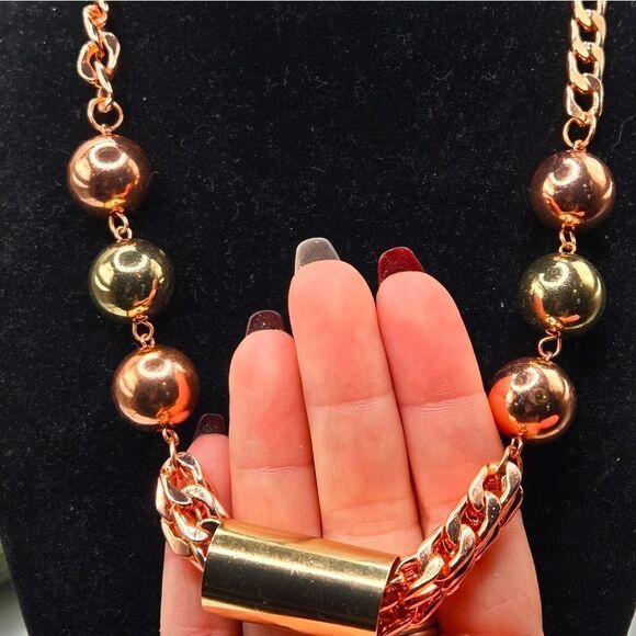 "5/$25" Copper/Goldtone Metallic Bold Cable Link Adjustable Necklace - Picture 2 of 7